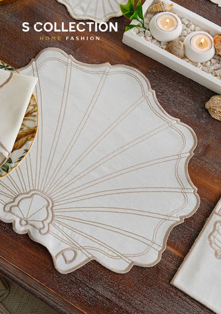 Marine Cappuccino Design Placemat Set - Waterproof Fabric - 6 Persons - 24 Pcs. Full Set