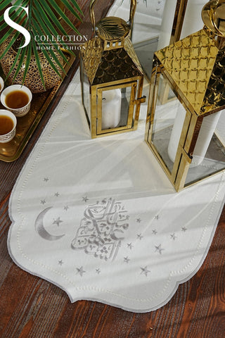 Ramadan Design Glamorous Runner - Waterproof Fabric - Silver Embroidered