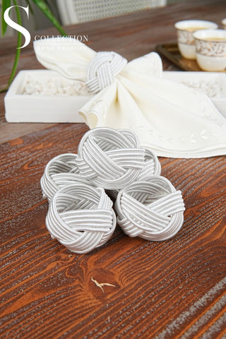 Exclusive Handmade Napkin Rings - Clear White Colour