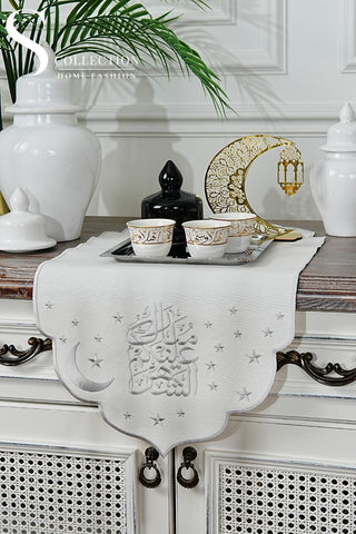 Glamours Design Runner - Waterproof Fabric - Silver Embroidered