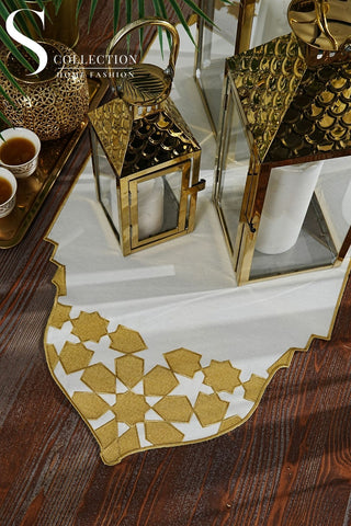 Dome Design Runner - Waterproof Fabric - Gold Embroidered