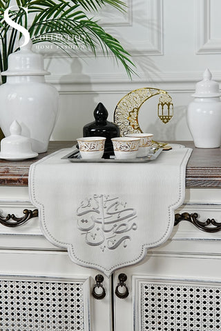 Mila Design Runner - Waterproof Fabric - Silver Embroidered