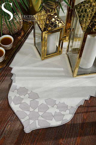 Dome Design Runner - Waterproof Fabric - Silver Embroidered