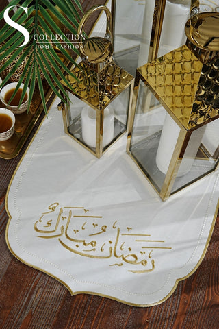 Ramadan Mubarak Design Runner - Waterproof Fabric - Gold Embroidered