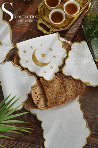 Glamorous Design Bread Basket Napkin - Waterproof Fabric - Gold Embroidered
