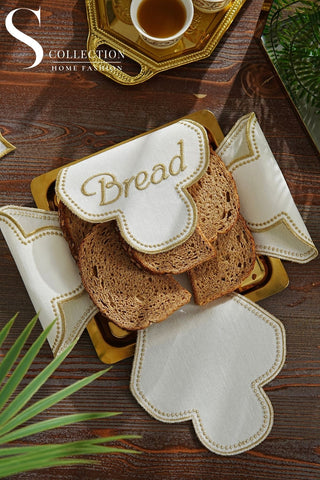 Cloud Veil Design Bread Basket Napkin - Waterproof Fabric - Shine Gold Embroidered