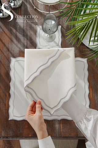 Leo Silver Design Placemat Set - Waterproof Fabric - 6 Persons - 24 Pcs. Full Set