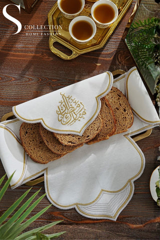 Najma Design Bread Basket Napkin - Waterproof Fabric - Gold and Silver Embroidered