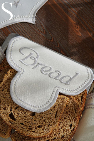 Cloud Veil Design Bread Basket Napkin - Waterproof Fabric - Shine Silver Embroidered