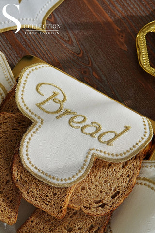 Cloud Veil Design Bread Basket Napkin - Waterproof Fabric - Shine Gold Embroidered
