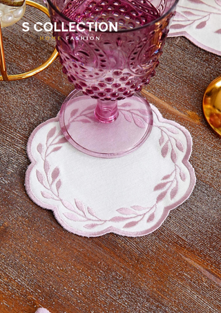 Chantal Rose Design Placemat Set - Waterproof Fabric - 6 Persons - 24 Pcs. Full Set