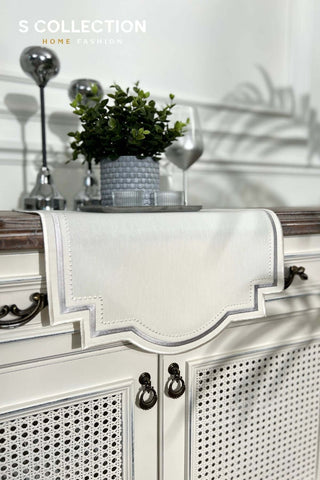Graceful Design Runner - Waterproof Fabric - Silver Embroidered