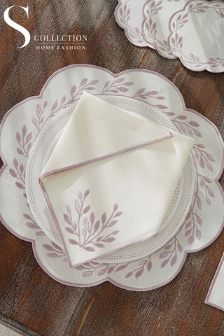 Chantal Rose Design Placemat Set - Waterproof Fabric - 6 Persons - 24 Pcs. Full Set