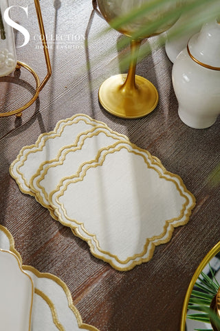 Gabriel Gold Design Placemat Set - Waterproof Fabric - 6 Persons - 24 Pcs. Full Set