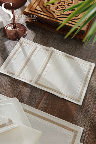 Graceful Cappuccino Design Placemat Set - Waterproof Fabric - 6 Persons - 24 Pcs. Full Set