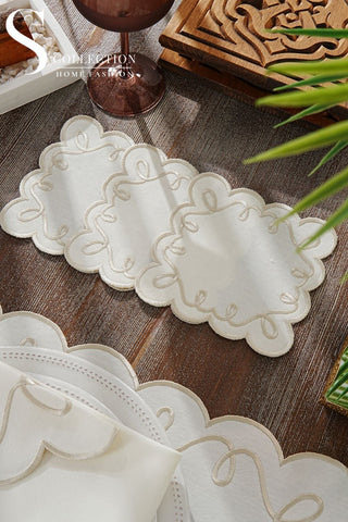 Giovanni Stone Design Placemat Set - Waterproof Fabric - 6 Persons - 24 Pcs. Full Set