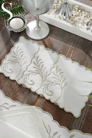 Lilac Soleil Silver Design Placemat Set - Waterproof Fabric - 6 Persons - 24 Pcs. Full Set