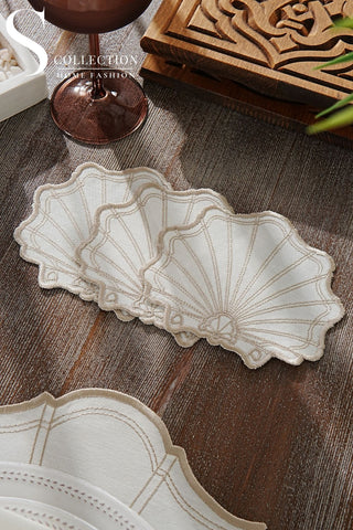 Marine Cappuccino Design Placemat Set - Waterproof Fabric - 6 Persons - 24 Pcs. Full Set