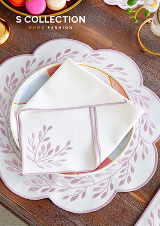 Chantal Rose Design Placemat Set - Waterproof Fabric - 6 Persons - 24 Pcs. Full Set