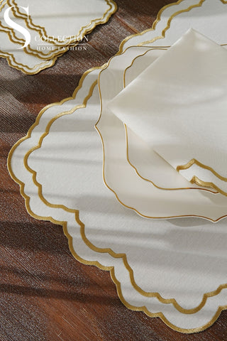 Gabriel Gold Design Placemat Set - Waterproof Fabric - 6 Persons - 24 Pcs. Full Set