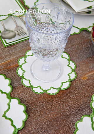 Olivia Green Design Placemat Set - Waterproof Fabric - 6 Persons - 24 Pcs. Full Set