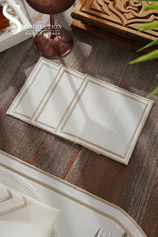 Dora Cappuccino Pocket Design Placemat Set - Waterproof Fabric - 6 Persons - 18 Pcs. Full Set