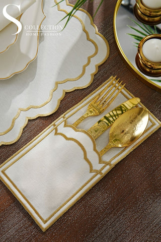 Gabriel Gold Design Placemat Set - Waterproof Fabric - 6 Persons - 24 Pcs. Full Set