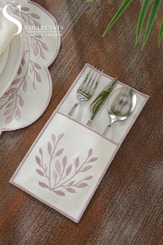 Chantal Rose Design Placemat Set - Waterproof Fabric - 6 Persons - 24 Pcs. Full Set