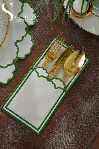 Olivia Green Design Placemat Set - Waterproof Fabric - 6 Persons - 24 Pcs. Full Set