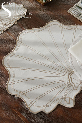 Marine Cappuccino Design Placemat Set - Waterproof Fabric - 6 Persons - 24 Pcs. Full Set