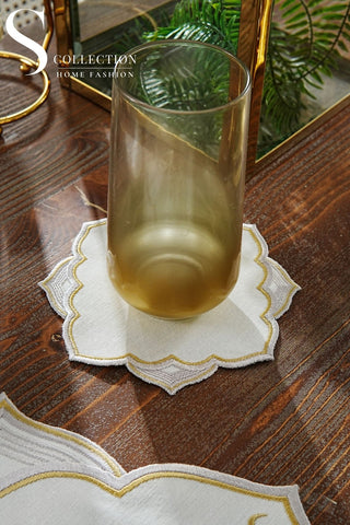 Ramadan Najma Design Gold and Silver Placemat Set - Waterproof Fabric - 6 Persons - 24 Pcs. Full Set