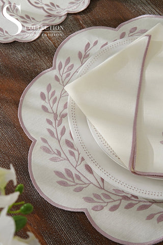 Chantal Rose Design Placemat Set - Waterproof Fabric - 6 Persons - 24 Pcs. Full Set