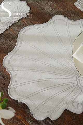 Marine Silver Design Placemat Set - Waterproof Fabric - 6 Persons - 24 Pcs. Full Set