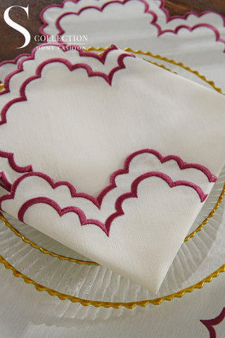 Rosaline Light Plum Design Placemat Set - Waterproof Fabric - 6 Persons - 24 Pcs. Full Set