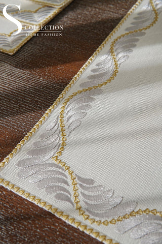 Ocean Silver and Gold Design Placemat Set - Waterproof Fabric - 6 Persons - 24 Pcs. Full Set