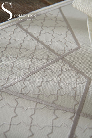 Rimal Silver Design Placemat Set - Waterproof Fabric - 6 Persons - 18 Pcs. Full Set