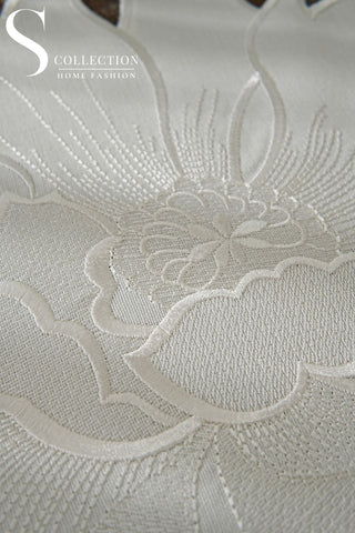 Eloise Off White Design Placemat Set - Waterproof Fabric - 6 Persons - 24 Pcs. Full Set