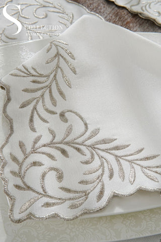 Lilac Soleil Silver Design Placemat Set - Waterproof Fabric - 6 Persons - 24 Pcs. Full Set