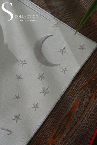 Ramadan Design Silver Stellar Serenity Placemat Set -Waterproof Fabric - 6 Persons - 24 Pcs. Full Set