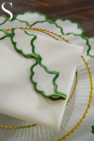 Olivia Green Design Placemat Set - Waterproof Fabric - 6 Persons - 24 Pcs. Full Set