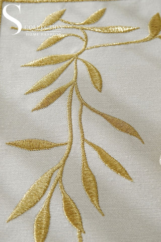 Gold Flower Design Placemat Set - Waterproof Fabric - 6 Persons - 24 Pcs. Full Set