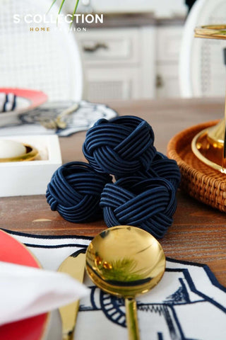 Mariner Design Embroidered Placemat Set - Navy Colour Waterproof Fabric - 6 Persons - 18 Pcs.