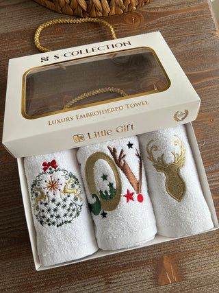 Christmas Special Design Gift Towel Set - Colorful Embroidered