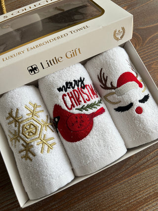 Christmas Design Gift Towel Set - Colorful Embroidered