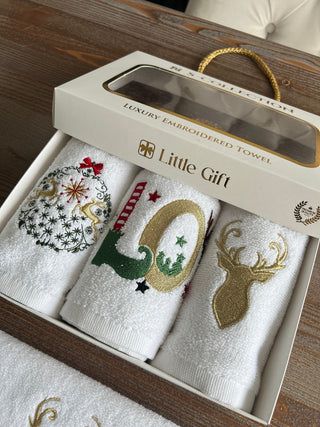 Christmas Special Design Gift Towel Set - Colorful Embroidered