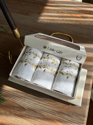 Ivy Design Gift Towel Set - Gold and Silver Embroidered
