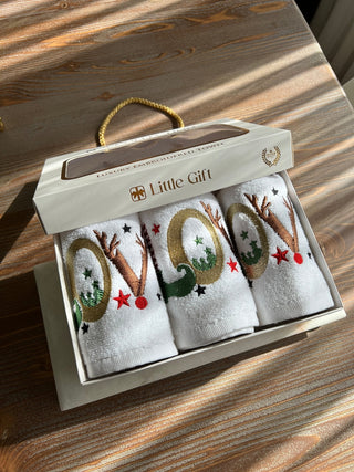 Christmas Love Design Gift Towel Set - Colourful Embroidered