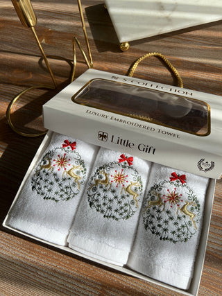 Christmas Cone Design Gift Towel Set - Colourful Embroidered