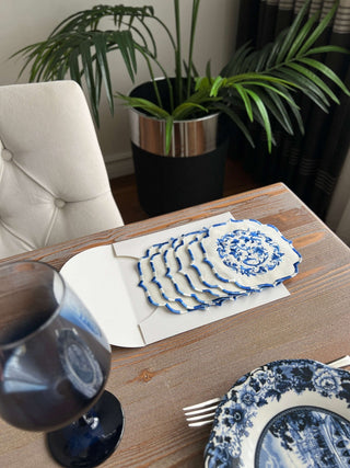 Bouquet Design Cocktail Napkin - Waterproof Fabric - Navy Blue Embroidered