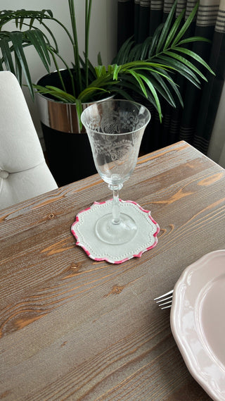 Zebra Design Cocktail Napkin - Waterproof Fabric - Pink Embroidered